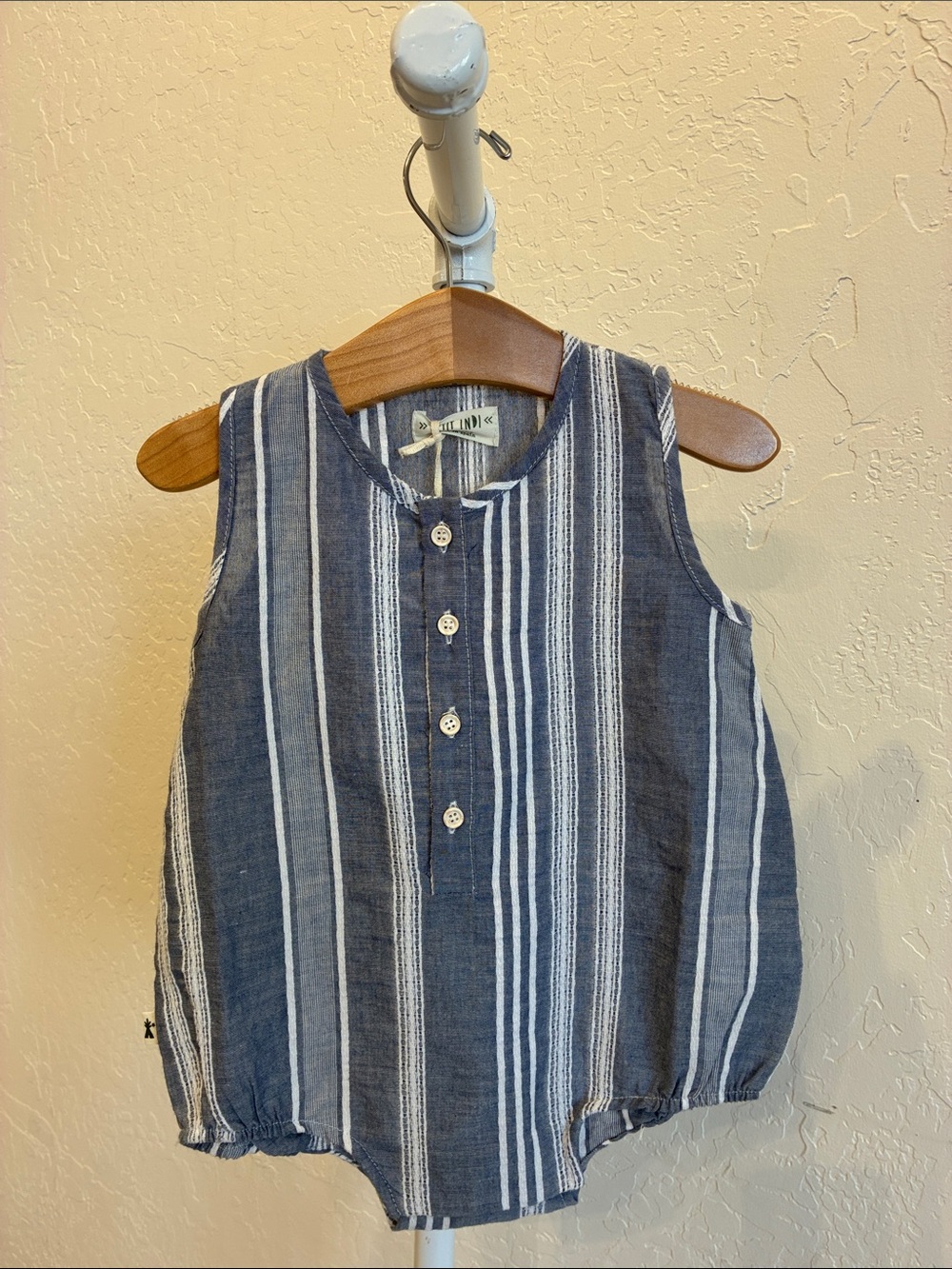 Striped Blue Baby One-Piece Bodysuit with Buttons